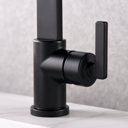 Single Hole Single-Handle Bathroom Faucet with drain in Matte Black