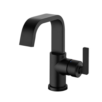 Single Hole Single-Handle Bathroom Faucet with drain in Matte Black