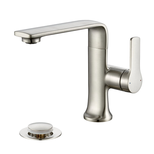 Varen Single Hole Single-Handle Bathroom Faucet with drain in Brushed Nickel