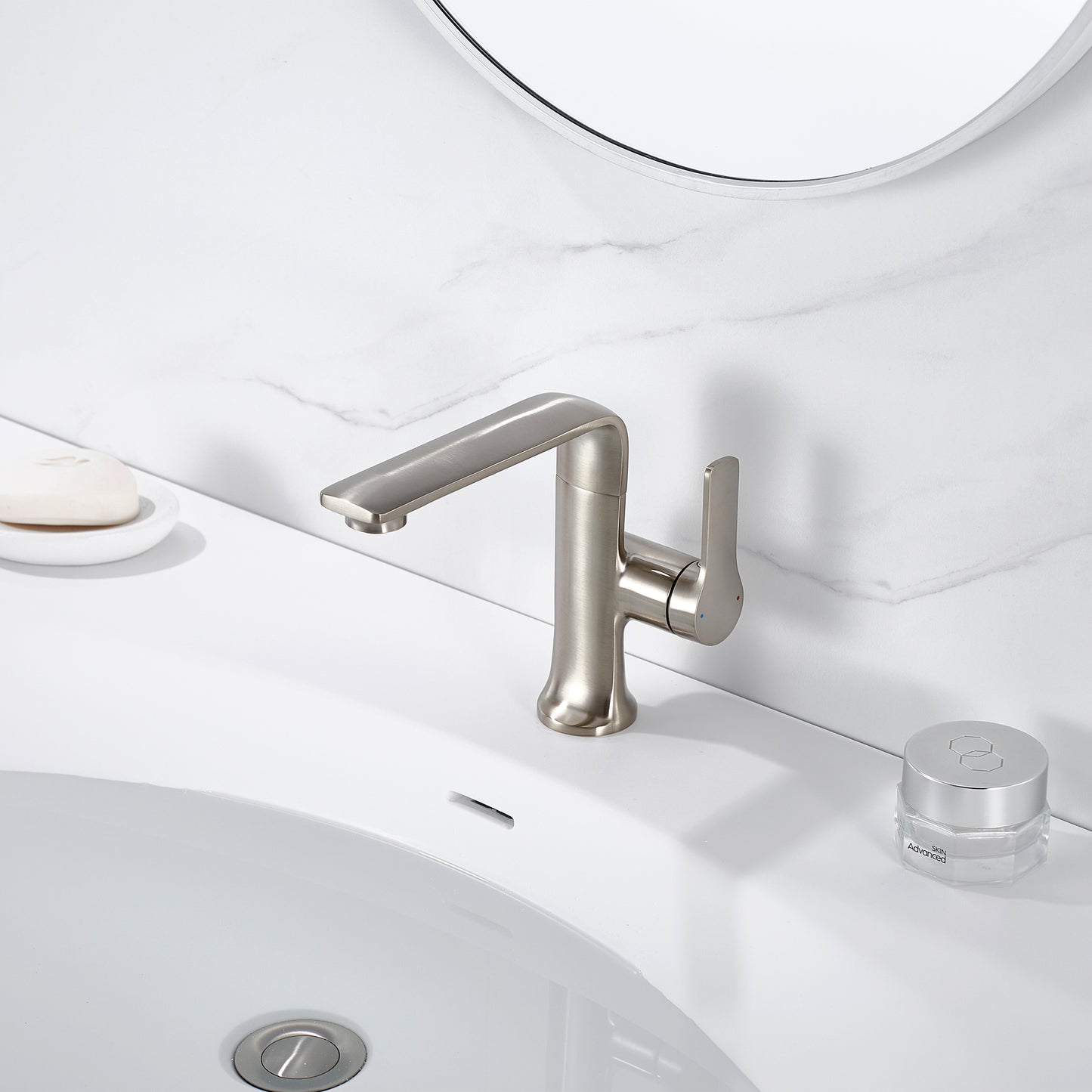 Varen Single Hole Single-Handle Bathroom Faucet with drain in Brushed Nickel