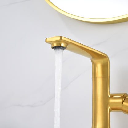 Varen Single Hole Single-Handle Bathroom Faucet with drain in Brushed Gold