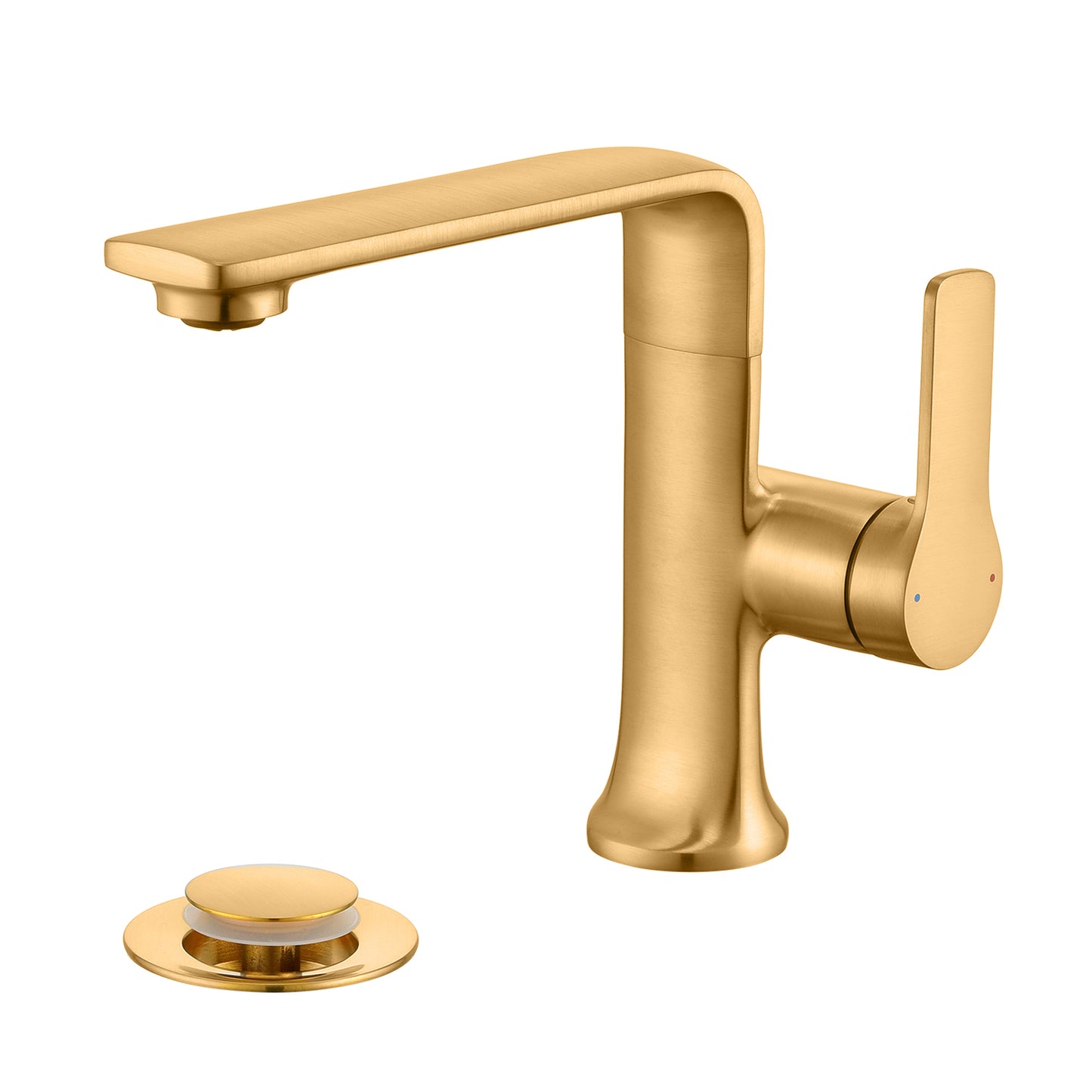 Varen Single Hole Single-Handle Bathroom Faucet with drain in Brushed Gold