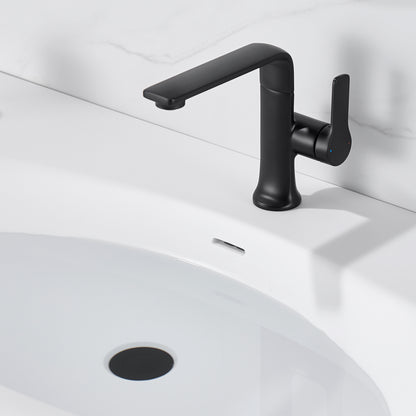 Varen Single Hole Single-Handle Bathroom Faucet with drain in Matte Black