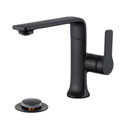 Varen Single Hole Single-Handle Bathroom Faucet with drain in Matte Black