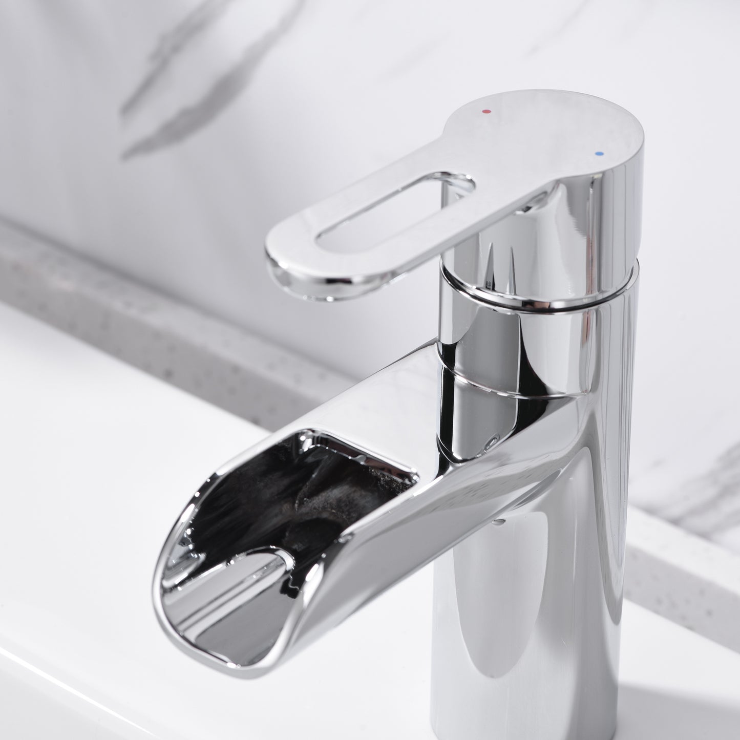 Waterfall Single Hole Single Handle Bathroom Vessel Sink Faucet with Drain in Chrome