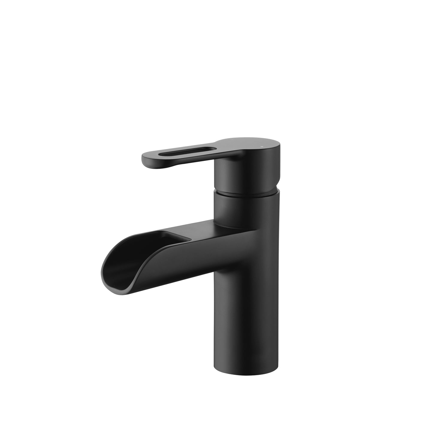 Waterfall Single Hole Single Handle Bathroom Vessel Sink Faucet with Drain in Matte Black