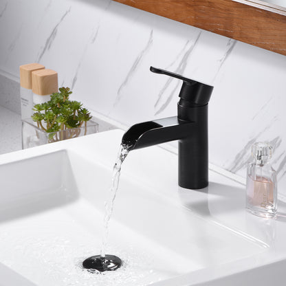 Waterfall Single Hole Single Handle Bathroom Vessel Sink Faucet with Drain in Oil Rubbed Bronze