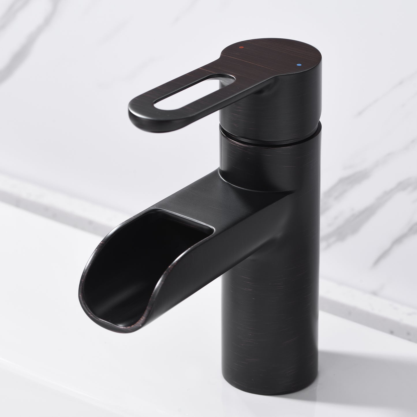 Waterfall Single Hole Single Handle Bathroom Vessel Sink Faucet with Drain in Oil Rubbed Bronze