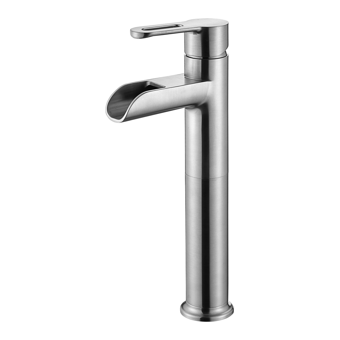 VividFall BSH16-TB Waterfall Single Hole Single Handle Bathroom Vessel Sink Faucet with Drain in Brushed Nickel