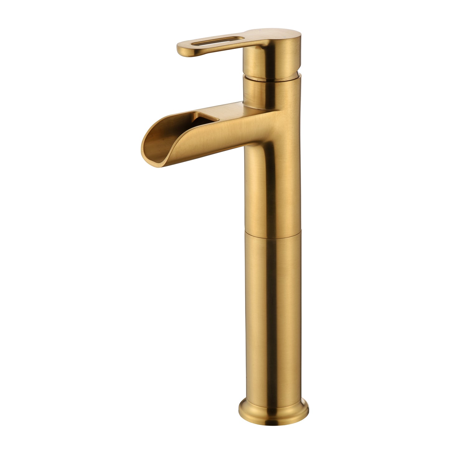 VividFall BSH16-TG Waterfall Single Hole Single Handle Bathroom Vessel Sink Faucet with Drain in Brushed Gold