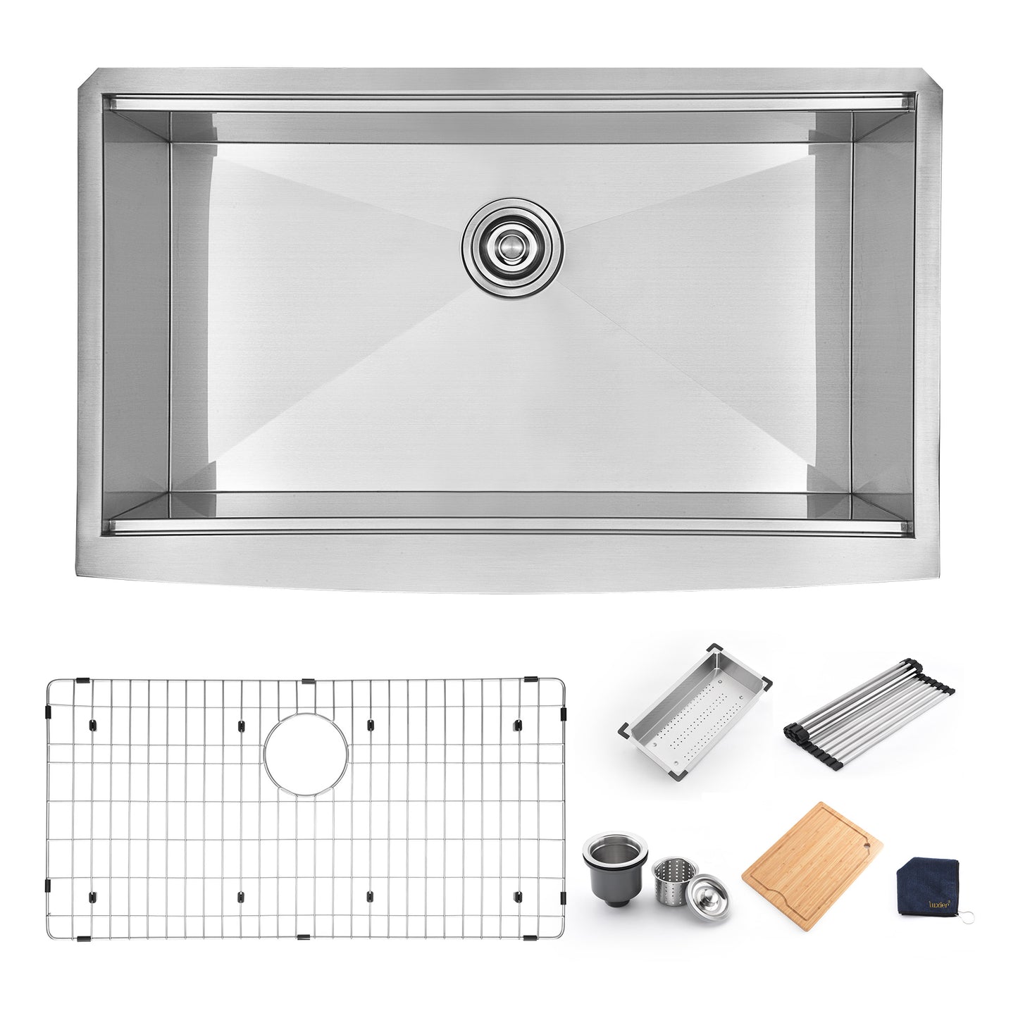 Farmhouse Apron-Front 18-Gauge Stainless Steel 36 in. Single Bowl Workstation Kitchen Sink with Accessories