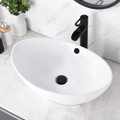 Oval Bathroom Ceramic Vessel Sink Art Basin in White