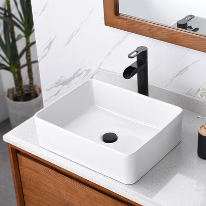 Rectangular 19 in. Bathroom Ceramic Vessel Sink Art Basin in White