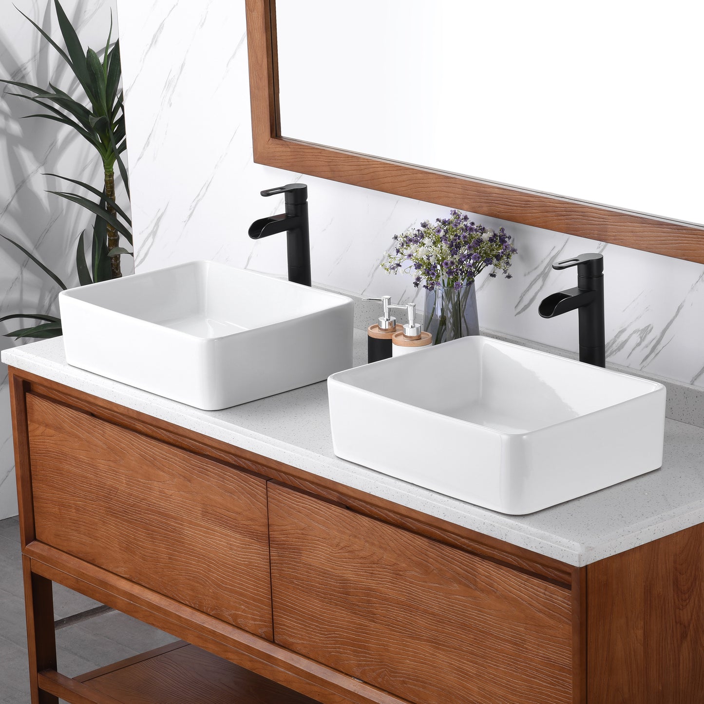 Rectangular 19 in. Bathroom Ceramic Vessel Sink Art Basin in White