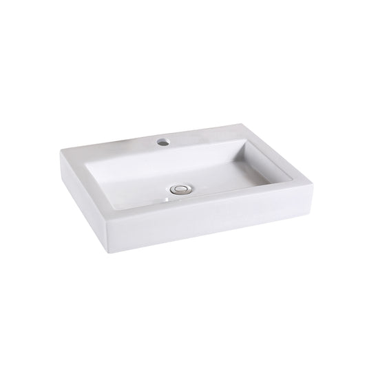 Modern 24 in. Rectangular Bathroom Ceramic Vessel Sink in White