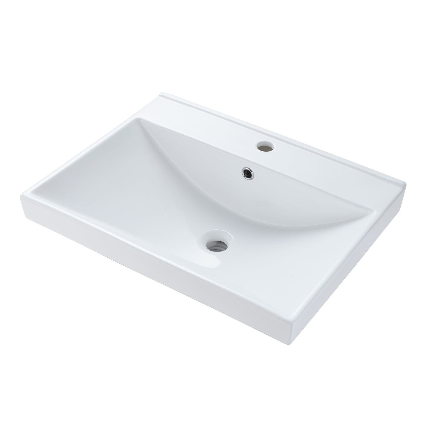 Rectangular 24-1/2 in. Drop-In Ceramic Bathroom Sink in White