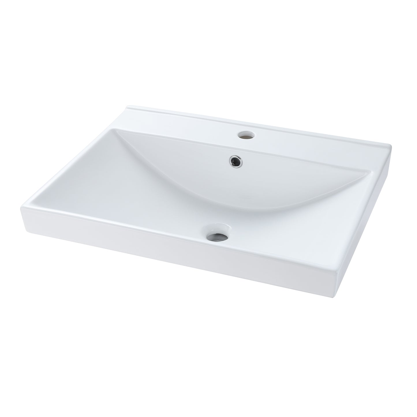 Rectangular 24-1/2 in. Drop-In Ceramic Bathroom Sink in White