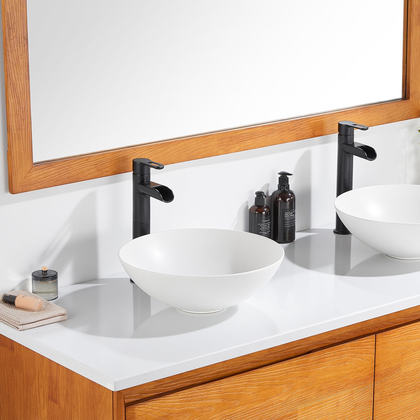 CS-030-MW Modern 18 in. Round Bathroom Ceramic Vessel Sink Art Basin in Matte White