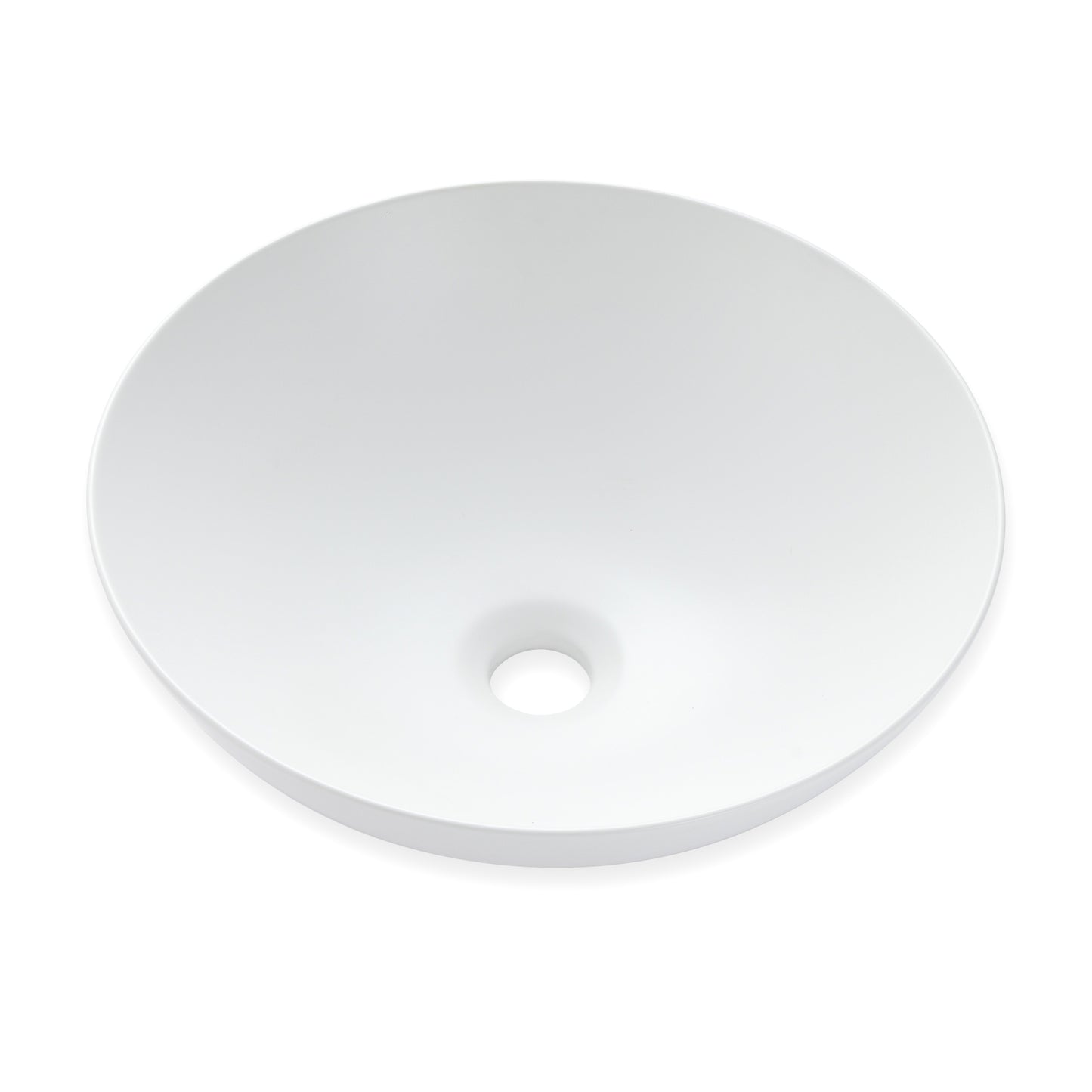 CS-030-MW Modern 18 in. Round Bathroom Ceramic Vessel Sink Art Basin in Matte White