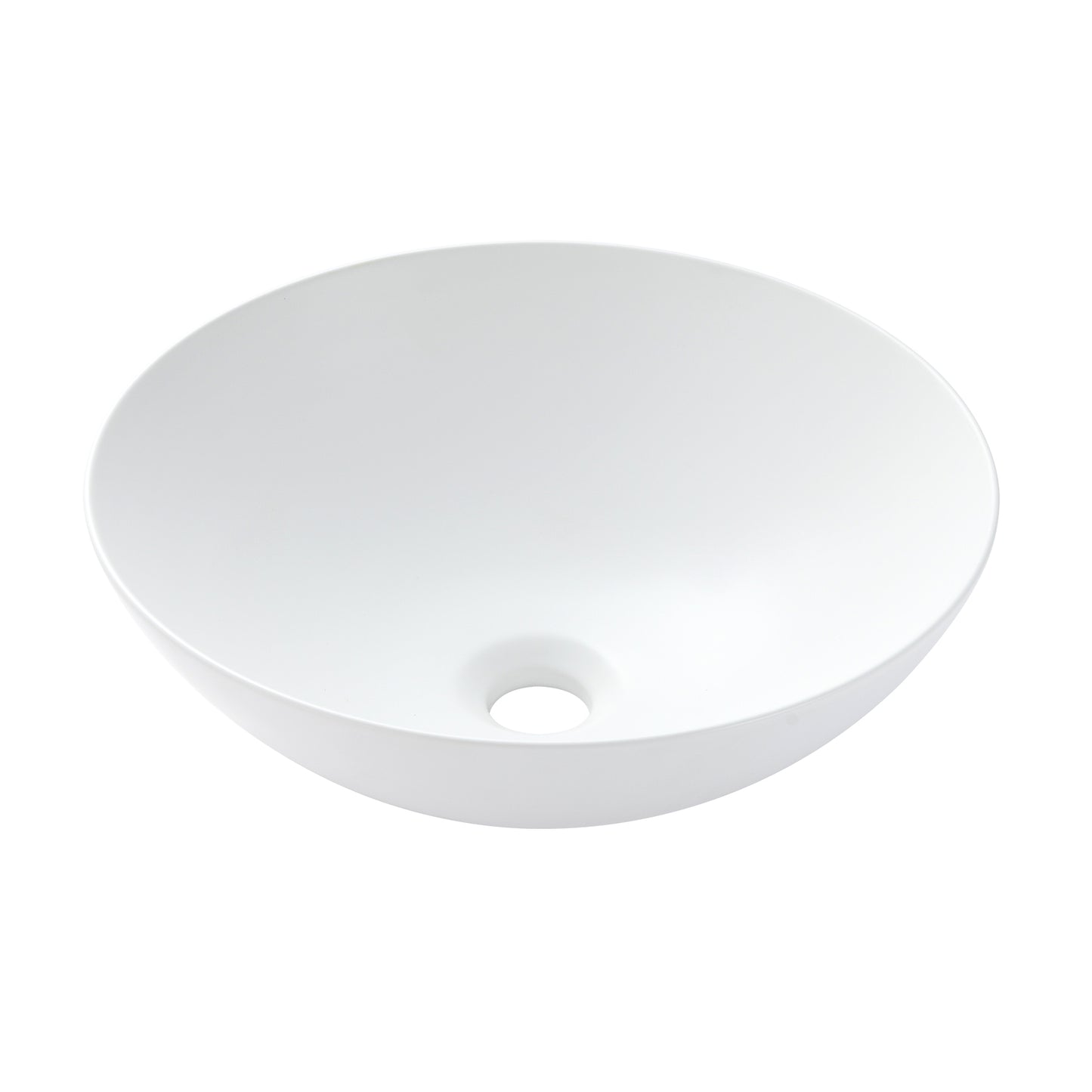 Modern 18 in. Round Bathroom Ceramic Vessel Sink Art Basin in Matte White