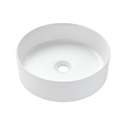 Modern 18.5 in. Round Bathroom Ceramic Vessel Sink Art Basin in Matte White