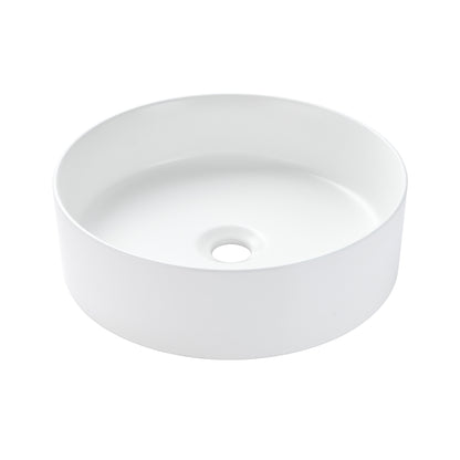 Modern 18.5 in. Round Bathroom Ceramic Vessel Sink Art Basin in Matte White