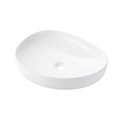 Modern 22 in. Bathroom Ceramic Vessel Sink Art Basin in Glossy White