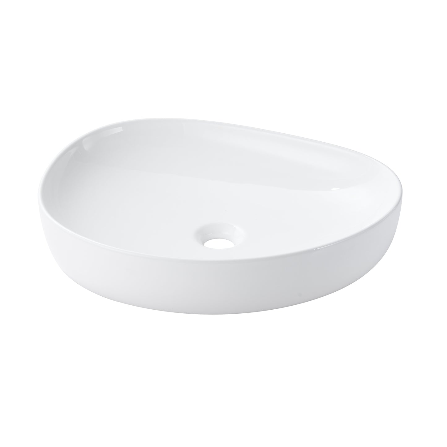 Modern 22 in. Bathroom Ceramic Vessel Sink Art Basin in Glossy White