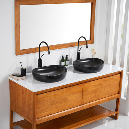 CS-032-MB Modern 22 in. Bathroom Ceramic Vessel Sink Art Basin in Matte Black