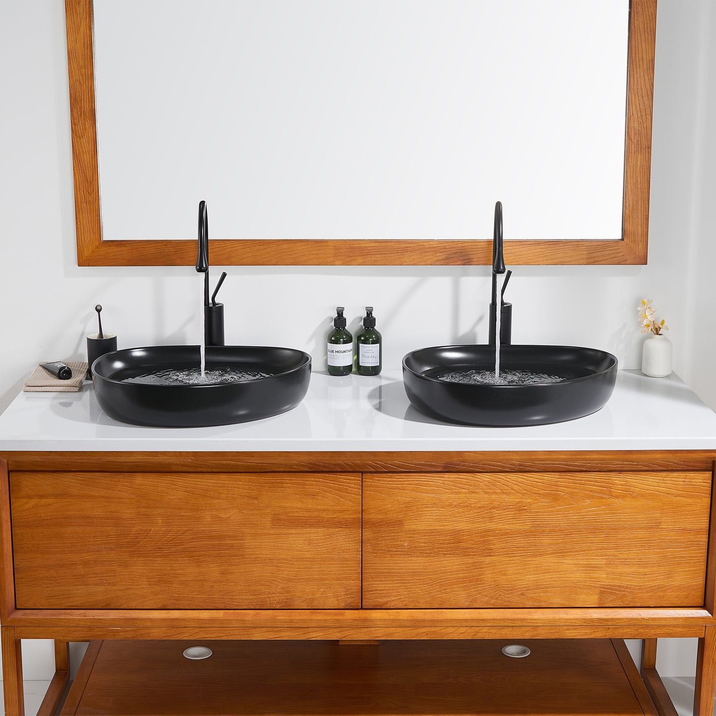 CS-032-MB Modern 22 in. Bathroom Ceramic Vessel Sink Art Basin in Matte Black