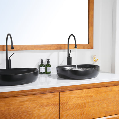 CS-032-MB Modern 22 in. Bathroom Ceramic Vessel Sink Art Basin in Matte Black