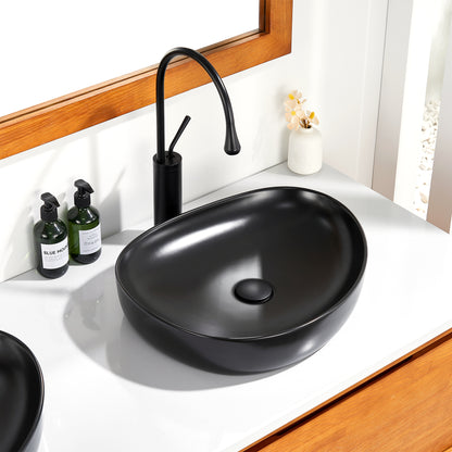 CS-032-MB Modern 22 in. Bathroom Ceramic Vessel Sink Art Basin in Matte Black