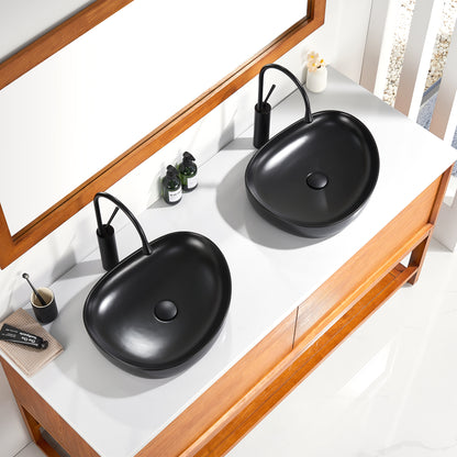 CS-032-MB Modern 22 in. Bathroom Ceramic Vessel Sink Art Basin in Matte Black