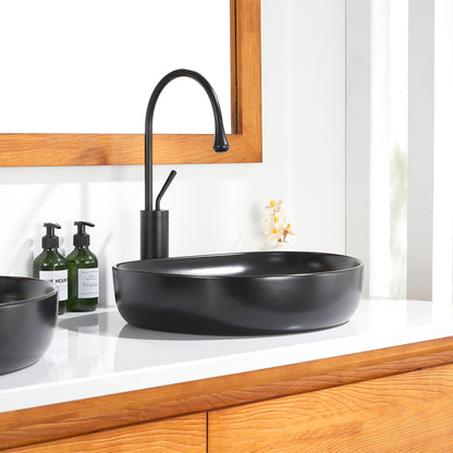 CS-032-MB Modern 22 in. Bathroom Ceramic Vessel Sink Art Basin in Matte Black