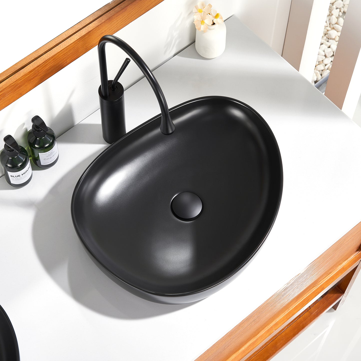 CS-032-MB Modern 22 in. Bathroom Ceramic Vessel Sink Art Basin in Matte Black