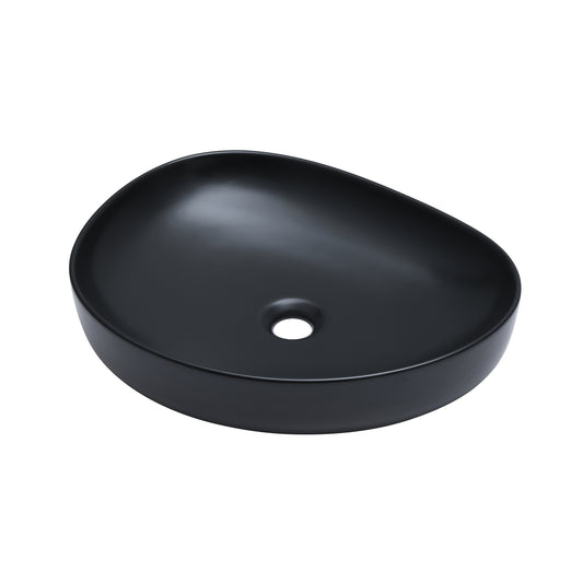 Modern 22 in. Bathroom Ceramic Vessel Sink Art Basin in Matte Black