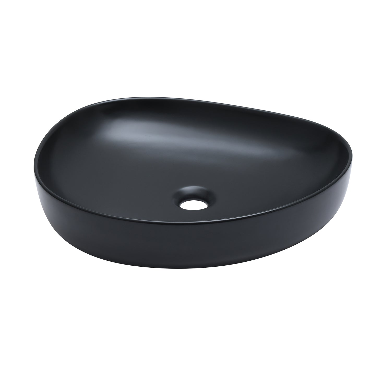 Modern 22 in. Bathroom Ceramic Vessel Sink Art Basin in Matte Black