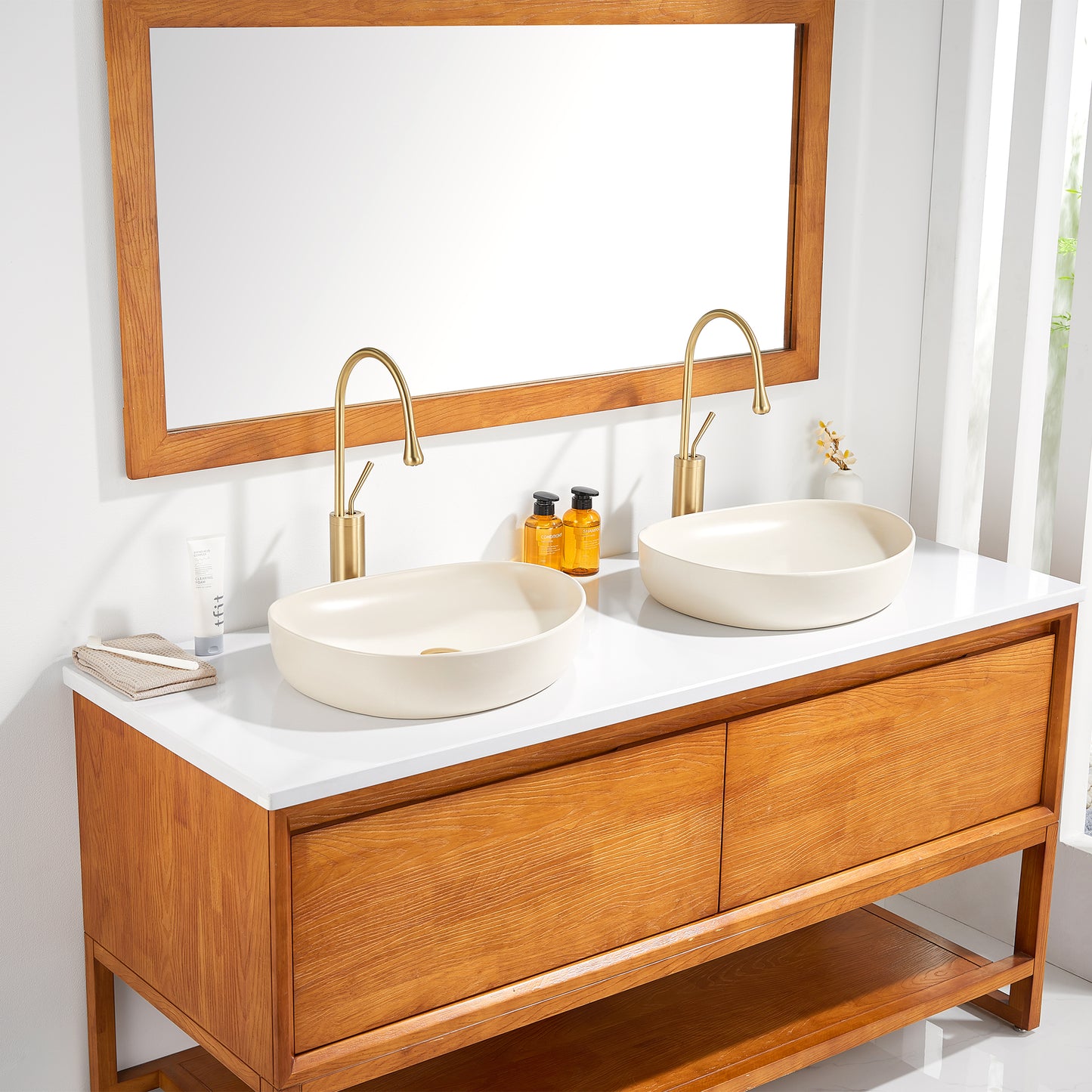 CS-032-MK Modern 22 in. Bathroom Ceramic Vessel Sink Art Basin in Matte Khaki