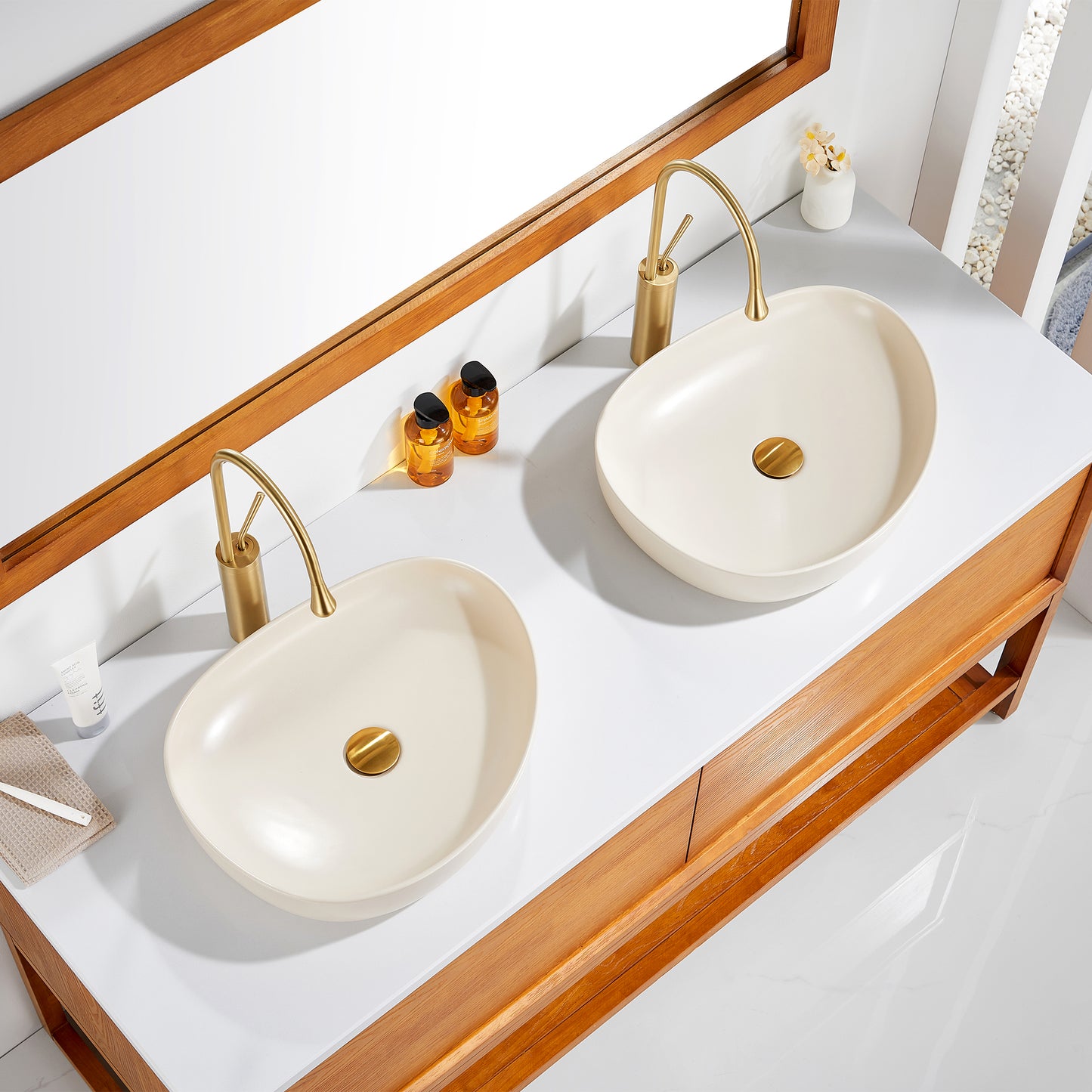 CS-032-MK Modern 22 in. Bathroom Ceramic Vessel Sink Art Basin in Matte Khaki