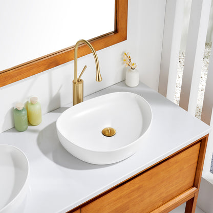 CS-032-MW Modern 22 in. Bathroom Ceramic Vessel Sink Art Basin in Matte White