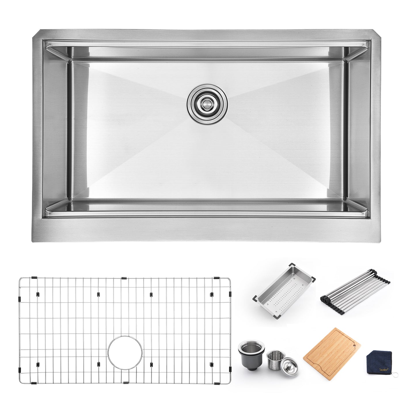 Farmhouse Apron-Front 16-Gauge Stainless Steel 33 in. Single Bowl Workstation Kitchen Sink with Accessories