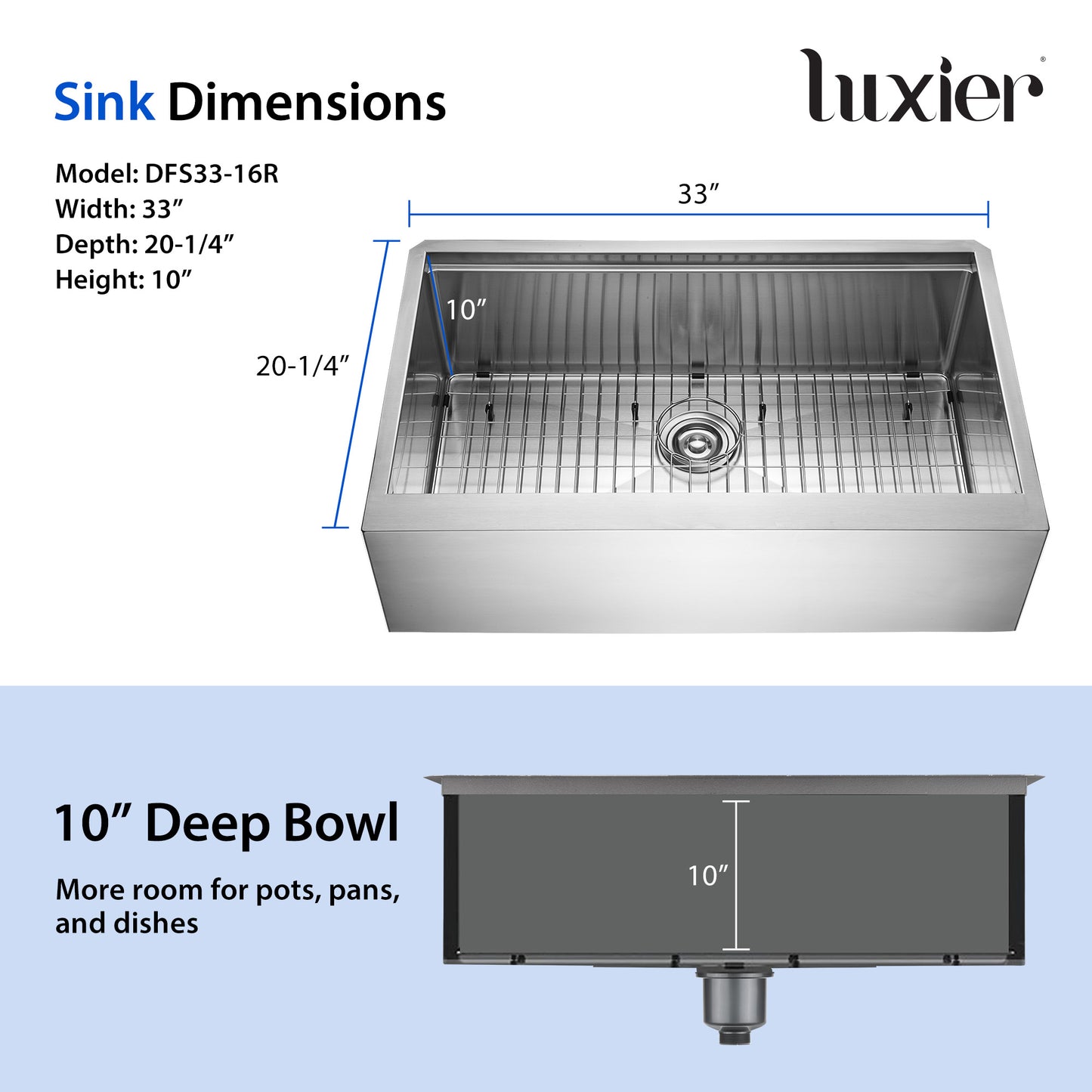 Farmhouse Apron-Front 16-Gauge Stainless Steel 33 in. Single Bowl Workstation Kitchen Sink with Accessories