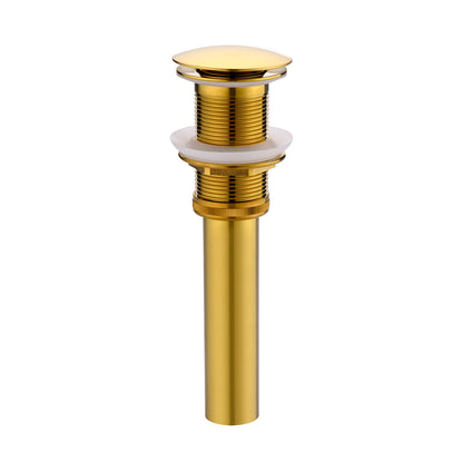 1-5/8 in. Brass Bathroom and Vessel Sink Push Pop-Up Drain Stopper with No Overflow in Brushed Gold