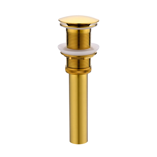 1-5/8 in. Brass Bathroom and Vessel Sink Push Pop-Up Drain Stopper with No Overflow in Brushed Gold