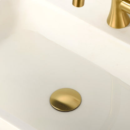 1-5/8 in. Brass Bathroom and Vessel Sink Push Pop-Up Drain Stopper with No Overflow in Brushed Gold