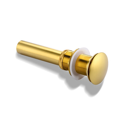 1-5/8 in. Brass Bathroom and Vessel Sink Push Pop-Up Drain Stopper with No Overflow in Brushed Gold