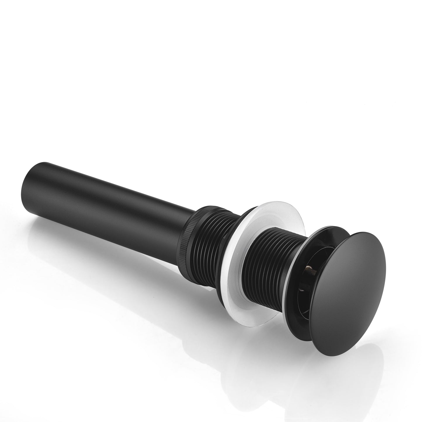 1-5/8 in. Brass Bathroom and Vessel Sink Push Pop-Up Drain Stopper with No Overflow in Matte Black