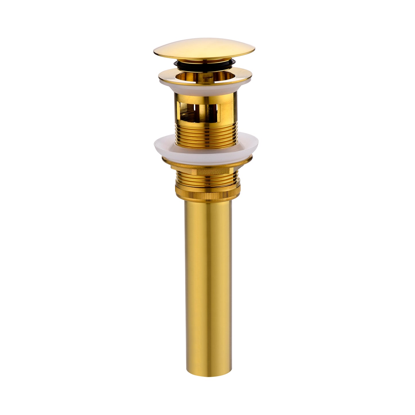 1-5/8 in. Brass Bathroom and Vessel Sink Push Pop-Up Drain Stopper With Overflow in Brushed Gold