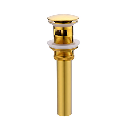 1-5/8 in. Brass Bathroom and Vessel Sink Push Pop-Up Drain Stopper With Overflow in Brushed Gold