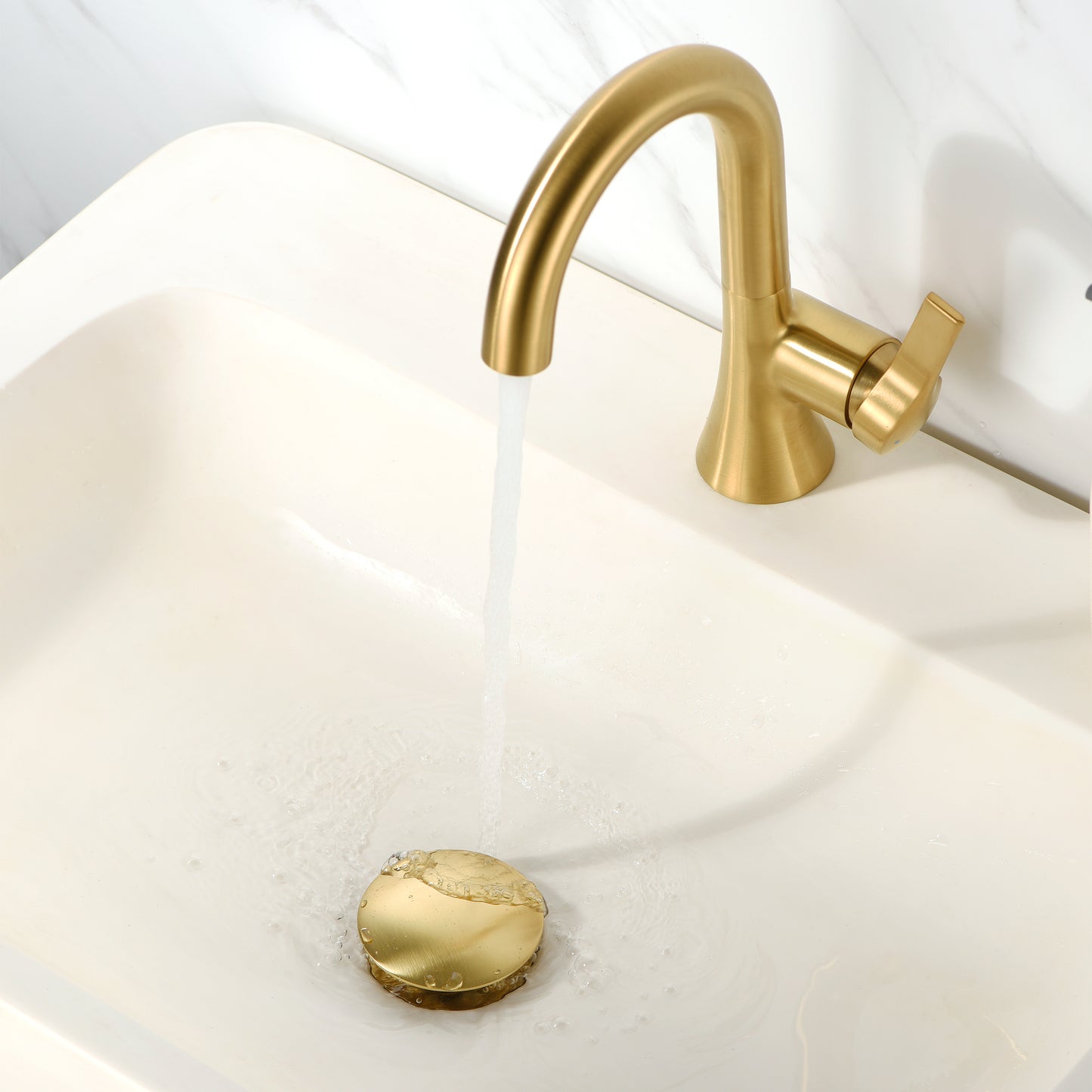 1-5/8 in. Brass Bathroom and Vessel Sink Push Pop-Up Drain Stopper With Overflow in Brushed Gold